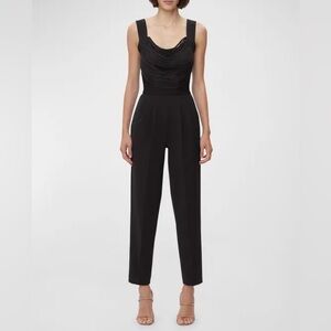 NWT HERVE LEGER Fringe Jumpsuit With Tailored Pants IN Black